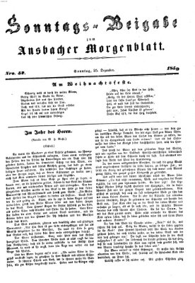 Ansbacher Morgenblatt Sonntag 25. Dezember 1859