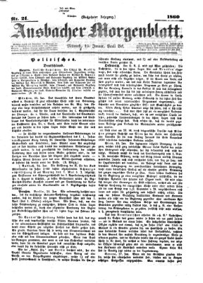 Ansbacher Morgenblatt Mittwoch 25. Januar 1860