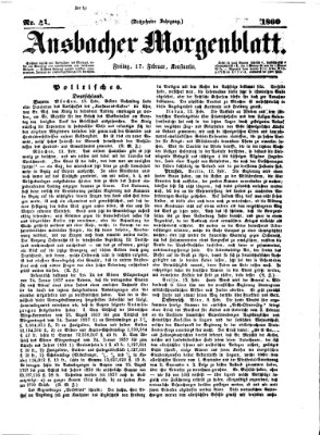 Ansbacher Morgenblatt Freitag 17. Februar 1860