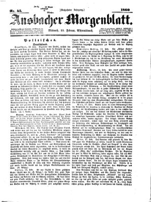 Ansbacher Morgenblatt Mittwoch 22. Februar 1860