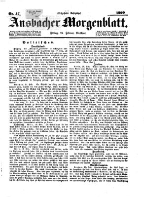 Ansbacher Morgenblatt Freitag 24. Februar 1860