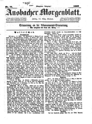 Ansbacher Morgenblatt Freitag 23. März 1860