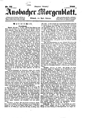 Ansbacher Morgenblatt Mittwoch 18. April 1860