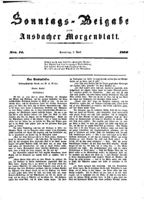 Ansbacher Morgenblatt Sonntag 1. April 1860