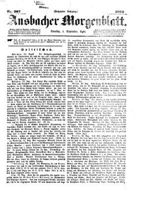 Ansbacher Morgenblatt Samstag 1. September 1860