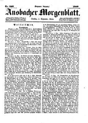 Ansbacher Morgenblatt Dienstag 4. September 1860