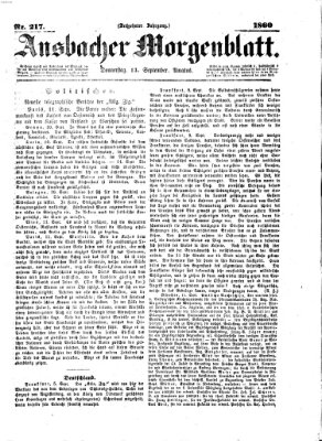 Ansbacher Morgenblatt Donnerstag 13. September 1860