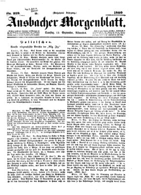 Ansbacher Morgenblatt Samstag 15. September 1860