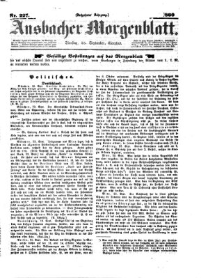 Ansbacher Morgenblatt Dienstag 25. September 1860