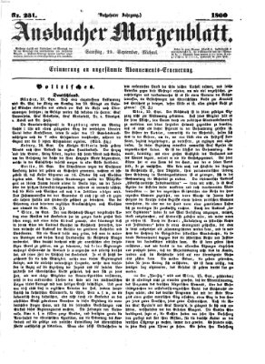 Ansbacher Morgenblatt Samstag 29. September 1860