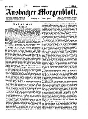 Ansbacher Morgenblatt Samstag 6. Oktober 1860