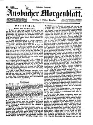 Ansbacher Morgenblatt Dienstag 9. Oktober 1860