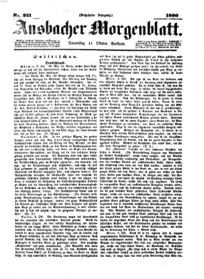 Ansbacher Morgenblatt Donnerstag 11. Oktober 1860