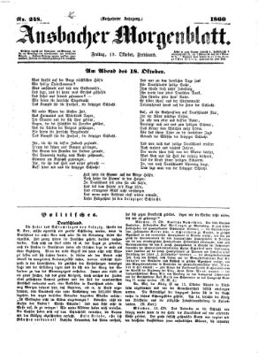 Ansbacher Morgenblatt Freitag 19. Oktober 1860