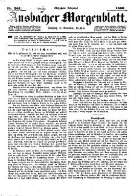 Ansbacher Morgenblatt Samstag 3. November 1860