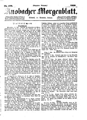 Ansbacher Morgenblatt Mittwoch 14. November 1860