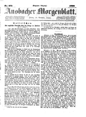 Ansbacher Morgenblatt Freitag 16. November 1860