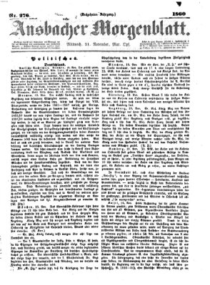 Ansbacher Morgenblatt Mittwoch 21. November 1860