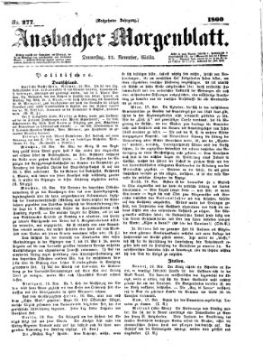 Ansbacher Morgenblatt Donnerstag 22. November 1860