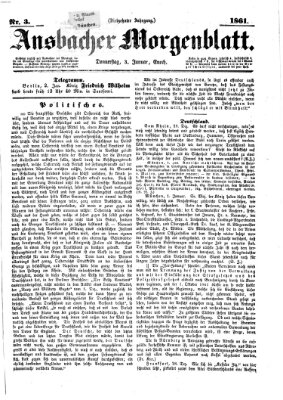 Ansbacher Morgenblatt Donnerstag 3. Januar 1861