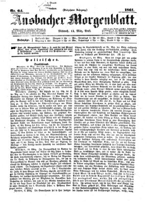 Ansbacher Morgenblatt Mittwoch 13. März 1861