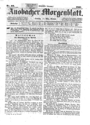 Ansbacher Morgenblatt Sonntag 17. März 1861