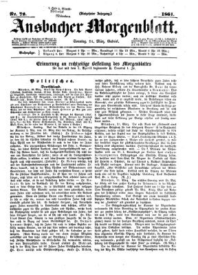 Ansbacher Morgenblatt Sonntag 24. März 1861