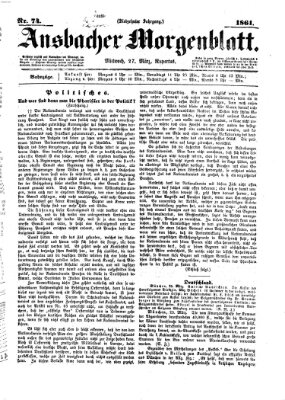 Ansbacher Morgenblatt Mittwoch 27. März 1861