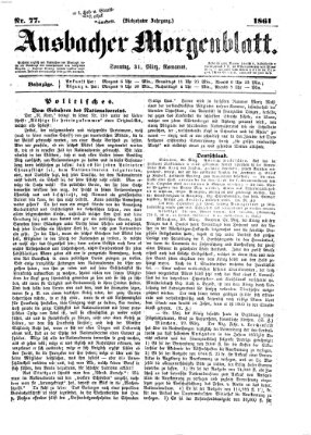 Ansbacher Morgenblatt Sonntag 31. März 1861