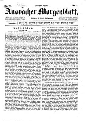 Ansbacher Morgenblatt Mittwoch 3. April 1861