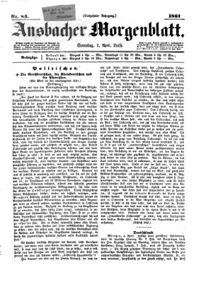 Ansbacher Morgenblatt Sonntag 7. April 1861