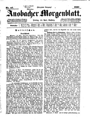 Ansbacher Morgenblatt Freitag 12. April 1861