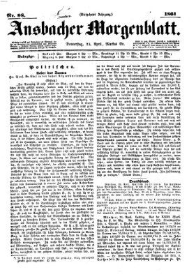 Ansbacher Morgenblatt Donnerstag 25. April 1861