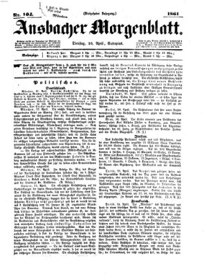 Ansbacher Morgenblatt Dienstag 30. April 1861