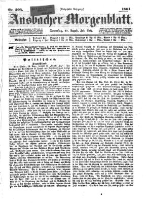 Ansbacher Morgenblatt Donnerstag 29. August 1861