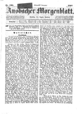 Ansbacher Morgenblatt Samstag 31. August 1861