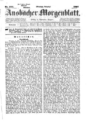 Ansbacher Morgenblatt Freitag 6. September 1861