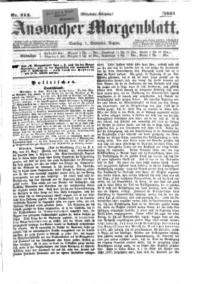 Ansbacher Morgenblatt Samstag 7. September 1861