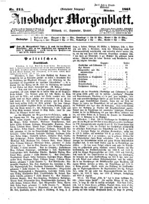 Ansbacher Morgenblatt Mittwoch 11. September 1861