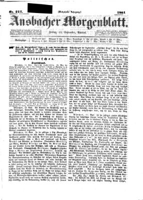 Ansbacher Morgenblatt Freitag 13. September 1861