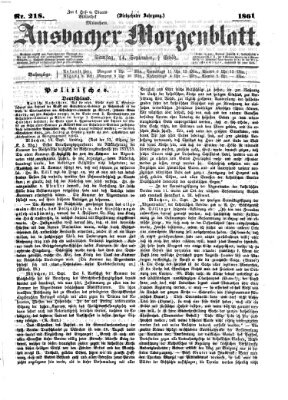 Ansbacher Morgenblatt Samstag 14. September 1861