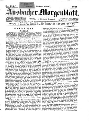 Ansbacher Morgenblatt Sonntag 15. September 1861