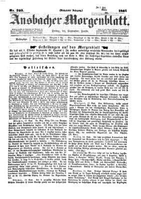 Ansbacher Morgenblatt Freitag 20. September 1861