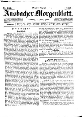 Ansbacher Morgenblatt Donnerstag 3. Oktober 1861