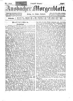 Ansbacher Morgenblatt Freitag 11. Oktober 1861