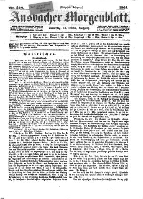 Ansbacher Morgenblatt Donnerstag 31. Oktober 1861