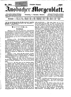 Ansbacher Morgenblatt Donnerstag 7. November 1861