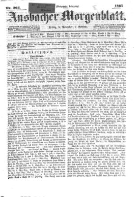 Ansbacher Morgenblatt Freitag 8. November 1861