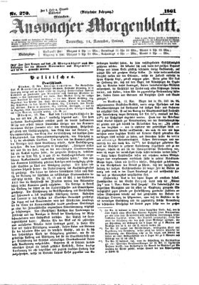 Ansbacher Morgenblatt Donnerstag 14. November 1861