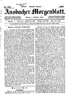 Ansbacher Morgenblatt Sonntag 1. Dezember 1861